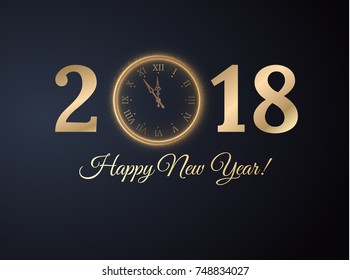 2018 New year golden text on black background. Vector EPS10