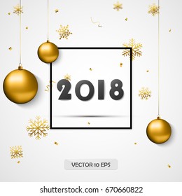 2018. New year greeting card. Vector.