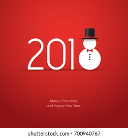2018 New Year greeting card creative design concept with number 8 looking like an abstract snowman icon.
