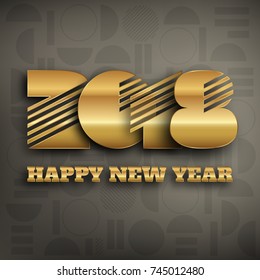 2018 - new year greeting design - gold typography on trendy background