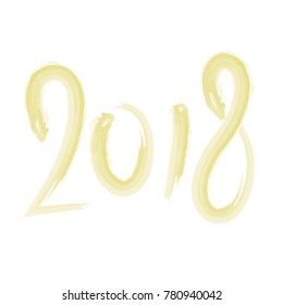 2018 New Year. Hand drawn watercolor text