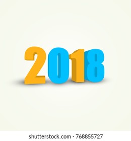 2018 New Year. Holiday vector illustration with 2018 3D numbers