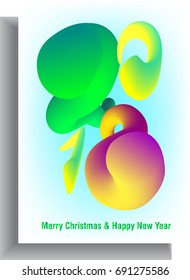 2018 New Year lettering. Typographic holiday design. Liquid color shapes for composition backgrounds. Trendy abstract covers. Futuristic design posters.
