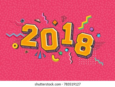 2018 New Year and Memphis Style Backhground