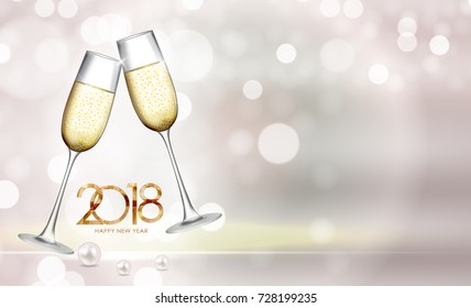 2018 New Year and Merry Christmas Background. Vector Illustration EPS10