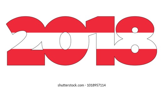 2018 New Year numbers from Austria flag isolated on white background