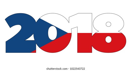 2018 New Year numbers from Czech flag isolated on white background