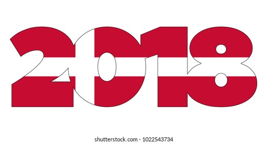 2018 New Year numbers from Denmark flag isolated on white background