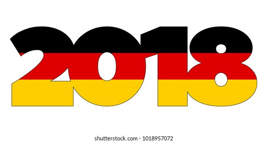 2018 New Year numbers from Germany flag isolated on white background