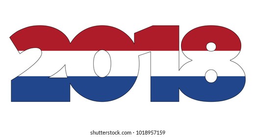 2018 New Year numbers from Netherlands flag isolated on white background