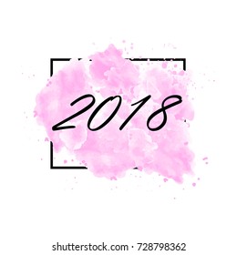 2018 New Year on the background of a colorful watercolor