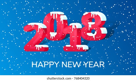 2018 New Year on the background of a colorful brushstroke oil or acrylic paint design element for presentations, flyers, leaflets, postcards and posters. Vector illustration EPS10