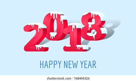 2018 New Year on the background of a colorful brushstroke oil or acrylic paint design element for presentations, flyers, leaflets, postcards and posters. Vector illustration EPS10