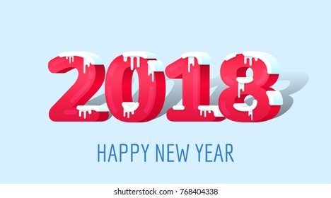 2018 New Year on the background of a colorful brushstroke oil or acrylic paint design element for presentations, flyers, leaflets, postcards and posters. Vector illustration EPS10