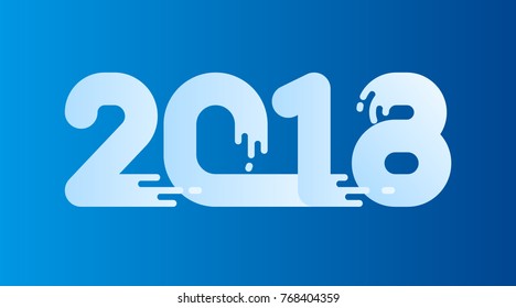 2018 New Year on the background of a colorful brushstroke oil or acrylic paint design element for presentations, flyers, leaflets, postcards and posters. Vector illustration EPS10