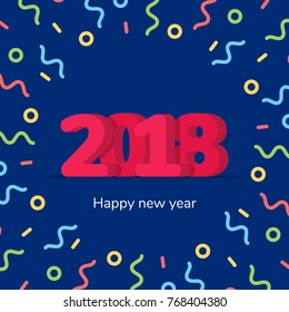 2018 New Year on the background of a colorful brushstroke oil or acrylic paint design element for presentations, flyers, leaflets, postcards and posters. Vector illustration EPS10