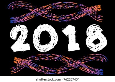 2018 New Year on a beautiful background of colorful oil mastic and acrylic design for presentations, postcards and posters. Vector illustration EPS10.