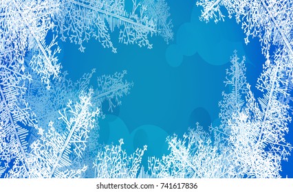 2018 New Year on ice frosted background. RGB. Global colors. One editable gradient is used for easy recolor. Vector illustration. icy Christmas background. snow and icicles