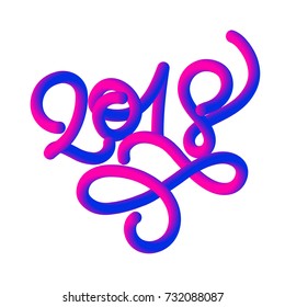 2018 New Year on white background. Hand drawn Calligraphy lettering Christmas Vector illustration EPS10
