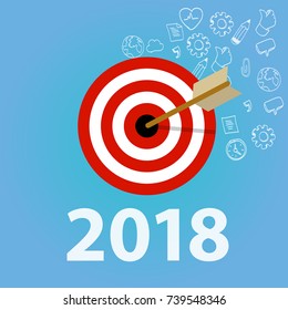 2018 new year resolution and business target dart and arrow