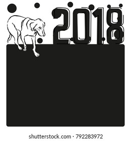 2018 New year resolution Dog calendar text box invitation card
