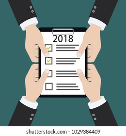 2018 new year resolution and target business check list together planning