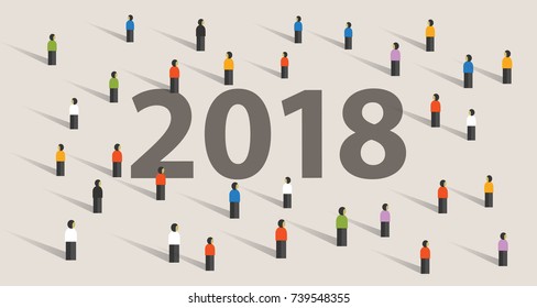 2018 new year resolution and target crowd looking together vision