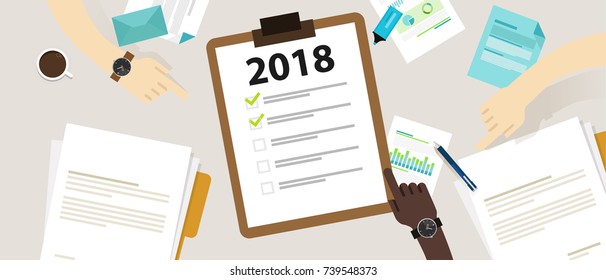 2018 new year resolution and target business check list together planning