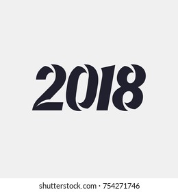 2018 New Year Text Numbers Design Vector on light grey background