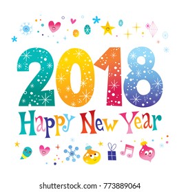 2018 new year two thousand eighteen greeting card