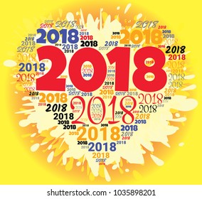 2018 new year word cloud. Holidays lettering collage. Vector illustration