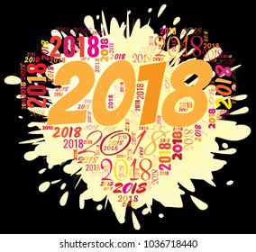 2018 new year word cloud. Holidays lettering collage. Vector illustration