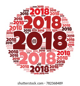 2018 new year word cloud. Holidays lettering collage. Vector illustration