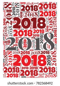 2018 new year word cloud template. Holidays lettering collage. Vector illustration