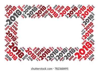 2018 new year word cloud frame. Holidays lettering collage. Vector illustration