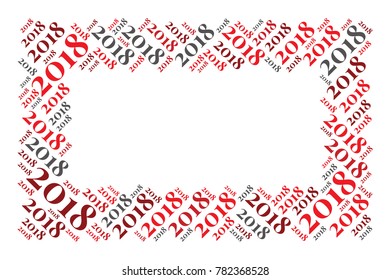 2018 new year word cloud frame. Holidays lettering collage. Vector illustration