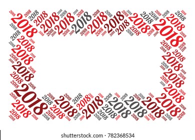 2018 new year word cloud frame. Holidays lettering collage. Vector illustration
