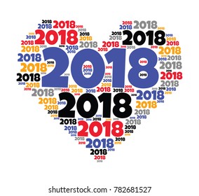 2018 new year word cloud. Holidays lettering collage. Vector illustration