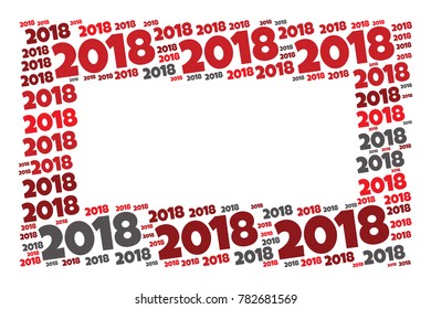 2018 new year word cloud frame. Holidays lettering collage. Vector illustration