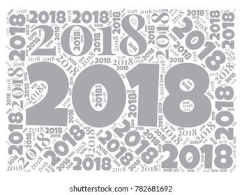2018 new year word cloud template. Holidays lettering collage. Vector illustration