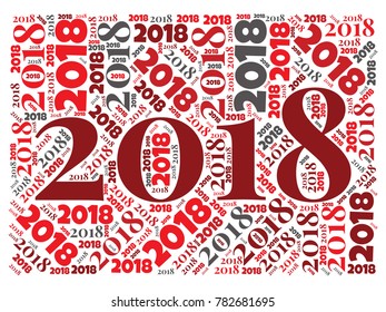 2018 new year word cloud template. Holidays lettering collage. Vector illustration
