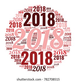 2018 new year word cloud template. Holidays lettering collage. Vector illustration