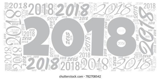 2018 new year word cloud template. Holidays lettering collage. Vector illustration