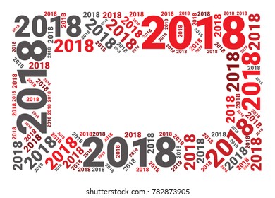 2018 new year word cloud frame. Holidays lettering collage. Vector illustration