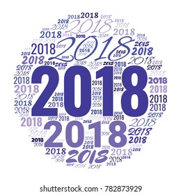 2018 new year word cloud. Holidays lettering collage. Vector illustration