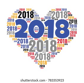 2018 new year word cloud. Holidays lettering collage. Vector illustration