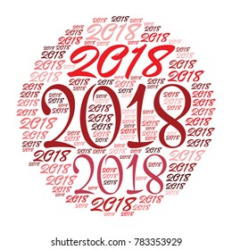2018 new year word cloud. Holidays lettering collage. Vector illustration