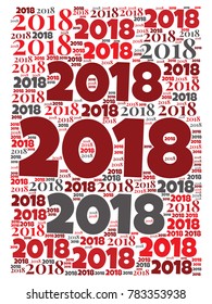 2018 new year word cloud template. Holidays lettering collage. Vector illustration
