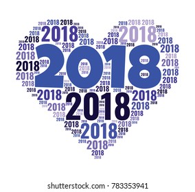 2018 new year word cloud. Holidays lettering collage. Vector illustration