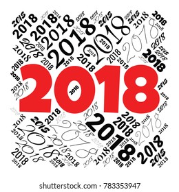 2018 new year word cloud template. Holidays lettering collage. Vector illustration
